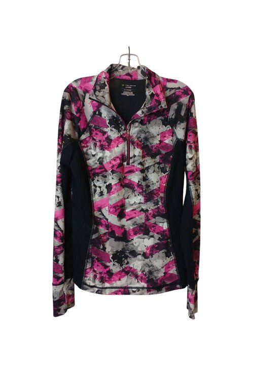 tek gear Jackets & Blazers - Tek Gear Drytek Womens Medium Long Sleeve1/4-Zip Top Pink/Black Abstract #D-36